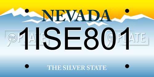 1ISE801 Nevada License Plate