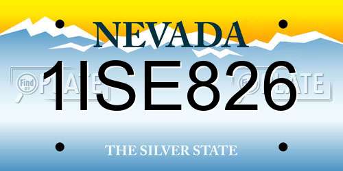 1ISE826 Nevada License Plate