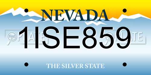 1ISE859 Nevada License Plate