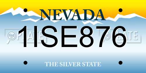 1ISE876 Nevada License Plate