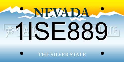 1ISE889 Nevada License Plate