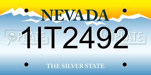 1IT2492 Nevada License Plate
