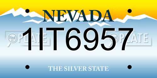 1IT6957 Nevada License Plate