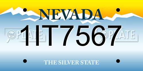 1IT7567 Nevada License Plate