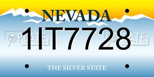 1IT7728 Nevada License Plate