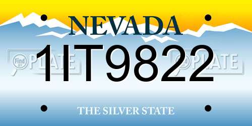 1IT9822 Nevada License Plate
