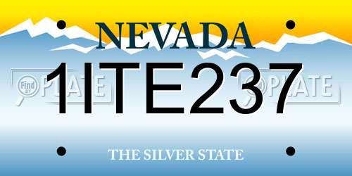 1ITE237 Nevada License Plate