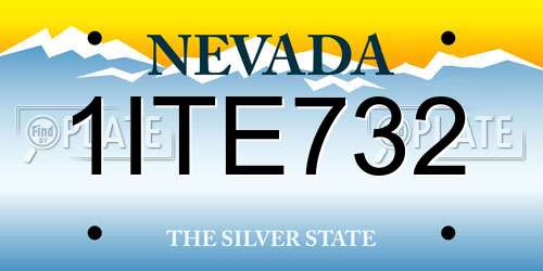 1ITE732 Nevada License Plate