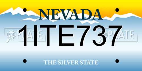 1ITE737 Nevada License Plate