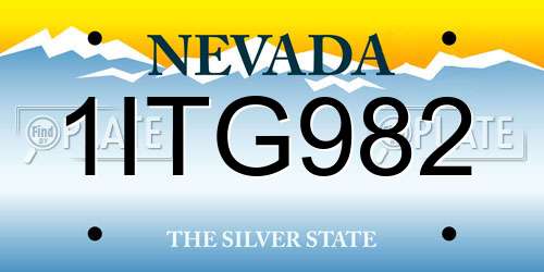 1ITG982 Nevada License Plate