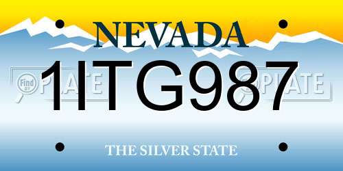 1ITG987 Nevada License Plate