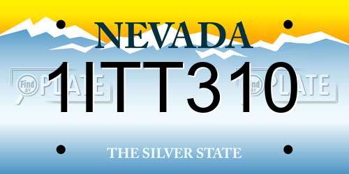 1ITT310 Nevada License Plate