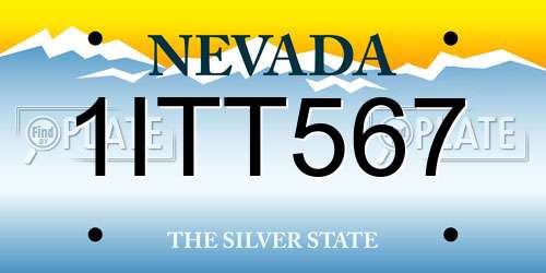 1ITT567 Nevada License Plate