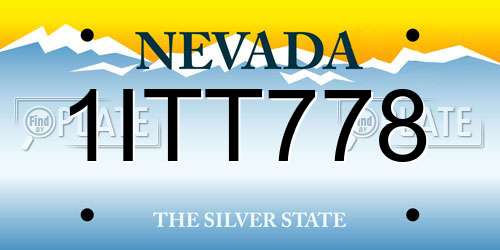 1ITT778 Nevada License Plate