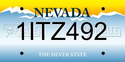 1ITZ492 Nevada License Plate