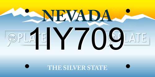 1IY709 Nevada License Plate