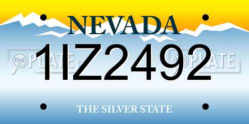 1IZ2492 Nevada License Plate