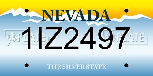 1IZ2497 Nevada License Plate