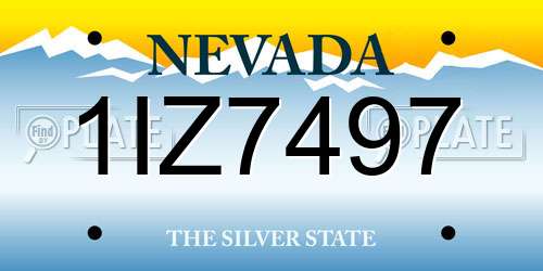 1IZ7497 Nevada License Plate