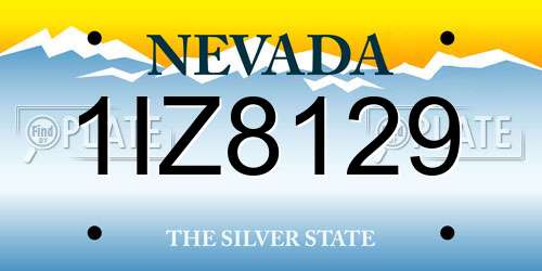 1IZ8129 Nevada License Plate