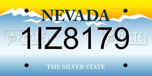 1IZ8179 Nevada License Plate