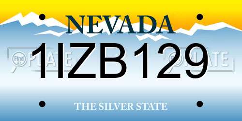 1IZB129 Nevada License Plate