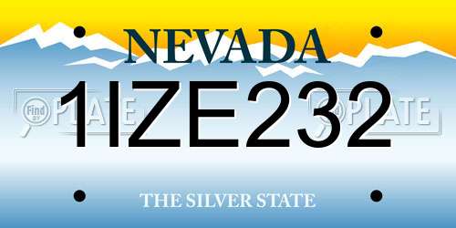 1IZE232 Nevada License Plate