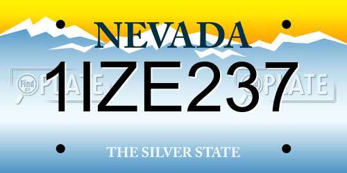 1IZE237 Nevada License Plate