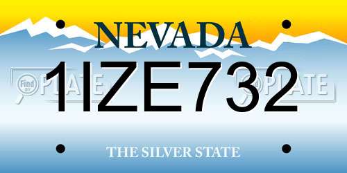1IZE732 Nevada License Plate