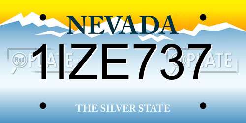 1IZE737 Nevada License Plate