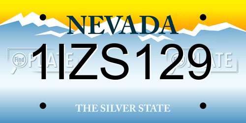 1IZS129 Nevada License Plate