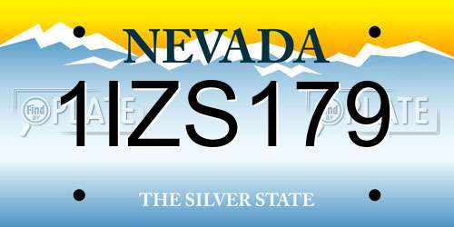 1IZS179 Nevada License Plate