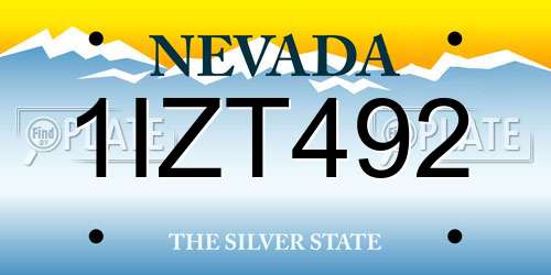 1IZT492 Nevada License Plate