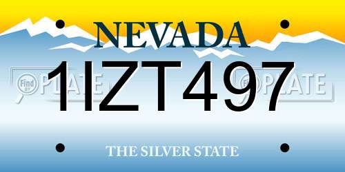 1IZT497 Nevada License Plate