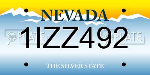 1IZZ492 Nevada License Plate