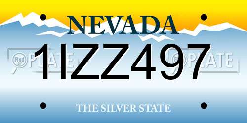 1IZZ497 Nevada License Plate