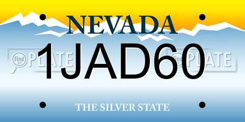 1JAD60 Nevada License Plate