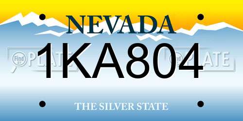 1KA804 Nevada License Plate