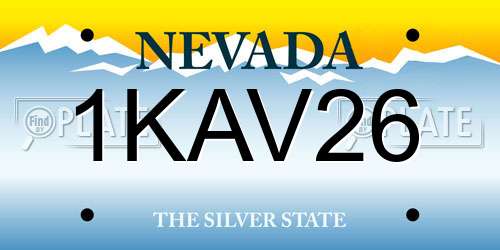 1KAV26 Nevada License Plate