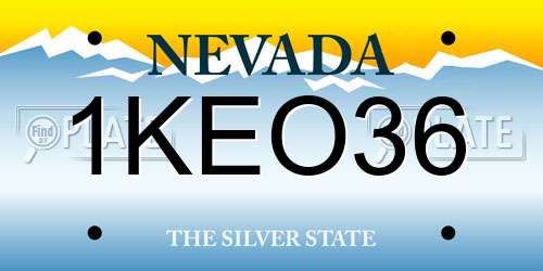 1KEO36 Nevada License Plate