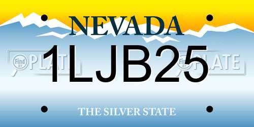 1LJB25 Nevada License Plate