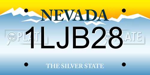 1LJB28 Nevada License Plate
