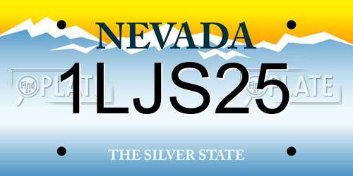 1LJS25 Nevada License Plate