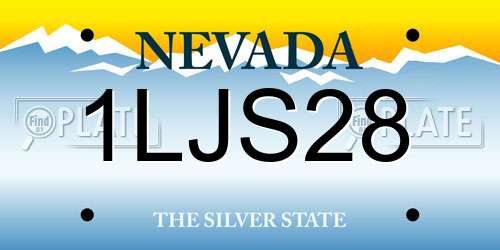 1LJS28 Nevada License Plate
