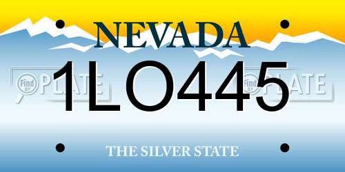 1LO445 Nevada License Plate