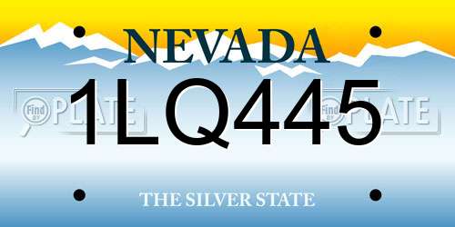 1LQ445 Nevada License Plate