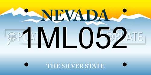 1ML052 Nevada License Plate