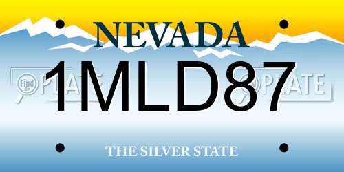 1MLD87 Nevada License Plate