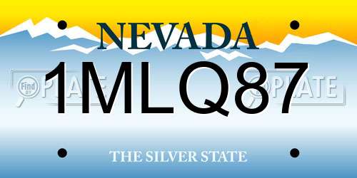 1MLQ87 Nevada License Plate
