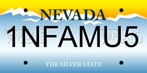 1NFAMU5 Nevada License Plate